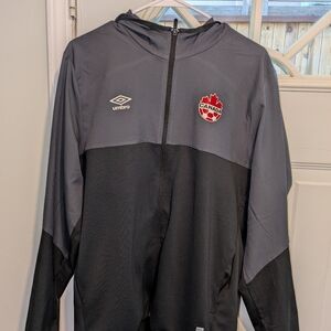 Umbro Canada Soccer Full Zip Hooded Training Jacket - Gray/Black - Size L